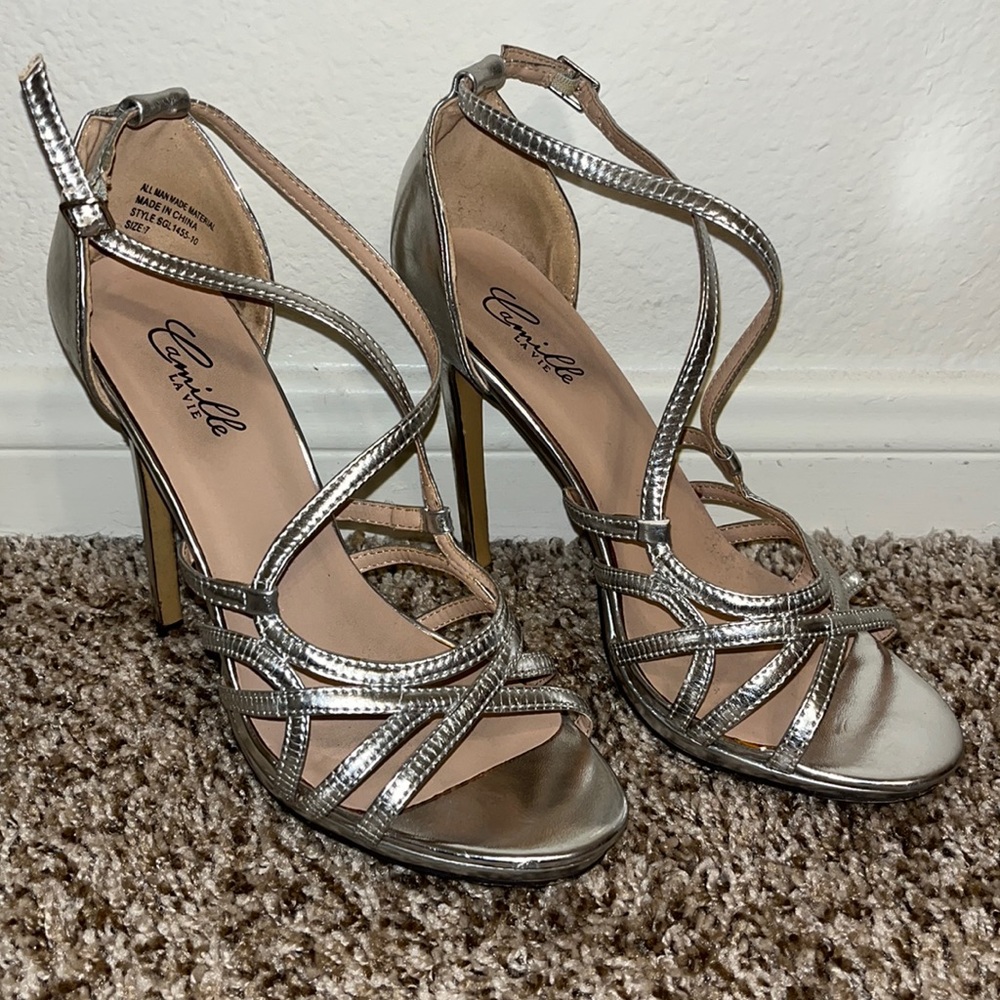 Silver 4” inch heels